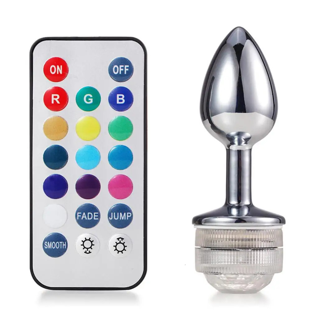 Sex Toy Anal Plug Metal Dilator Bead Remote Control Color Changing LED Light Color Changing Masturbation Tool for women 241010