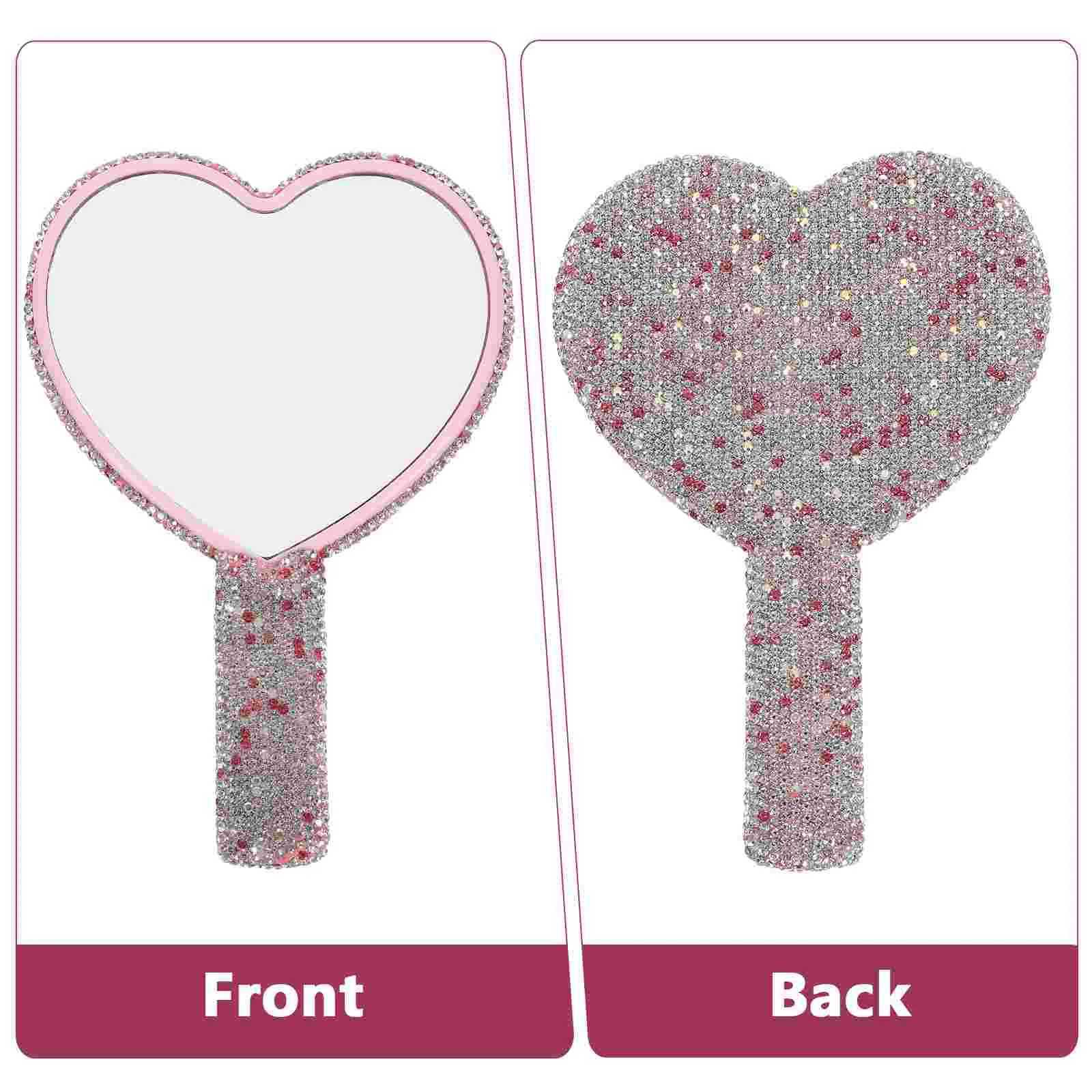 Bling Hand Hold Mirrors Crystal Makeup Handheld Travel Mini Wallet W240813