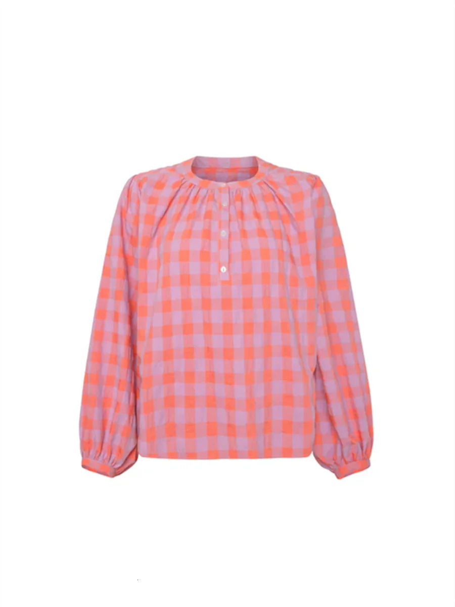 Womens Red Checkered Lounge Set Round Neck Long Sleeve Top Elastic Waist Pants 2piece Harajuku Autumn Pajama 241008