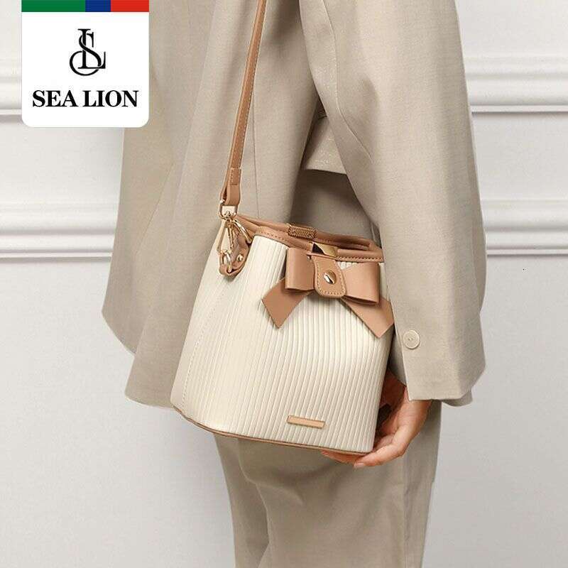 SEA LION handbag women's 2023 new pleated hand-held shoulder crossbody large capacity bucket bag trend
