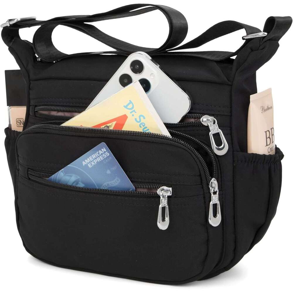 Nylon ral Multi-Pocket Crossbody Purse Bags for Women Travel Shoulder Bag