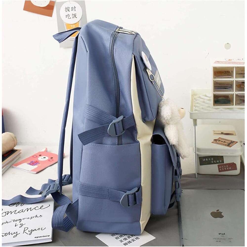 Kawaii Backpack 5Pcs Aesthetic School Bags cute backpack set with Pendant Lunch Bag,Pencil Case,Handbag,Coin Purse