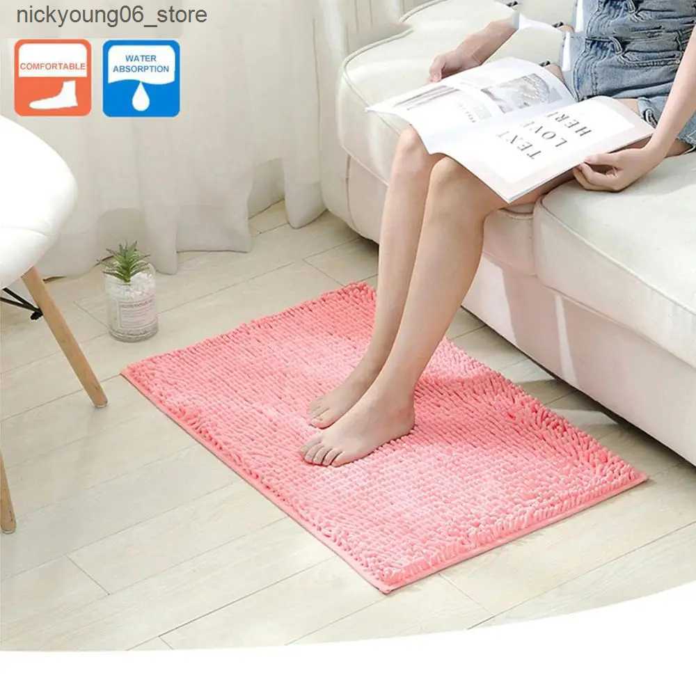 Non-Slip Bath Mats 40*60cm Super Absorbent Colorful Toilet Kitchen Bathtub Floor Anti Slip Doormat Bathroom Carpet Chenille Bath Mat L240910