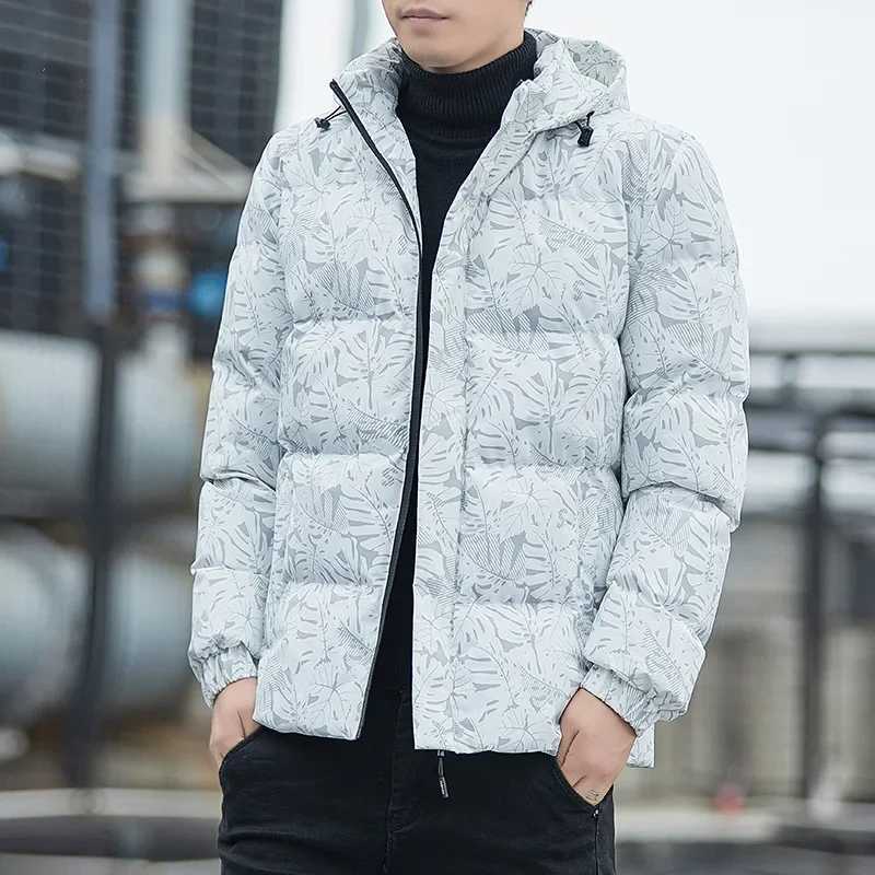 Men's Down Parkas Mens Winter New Down Cotton Jacket Hooded Warm Casual Trendy Cropped Thickened Camouflage Padded Jacket Y2410091PHI