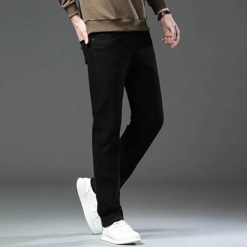 Denim Jeans For Men Coffee Green Black Straight Cotton Stretch Comfort Casual Pants Solid Cool Business Plus Size 28-42 44X241009