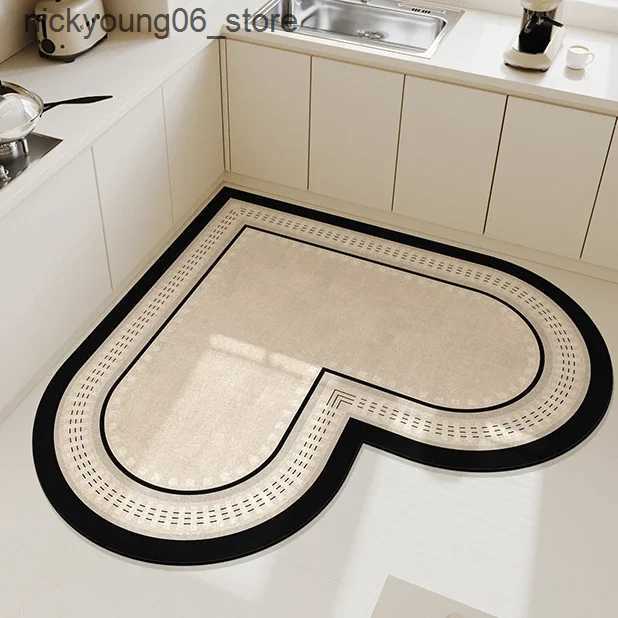 Non-Slip Bath Mats Heart Shaped Kitchen Floor Mat Diatomaceous Mud Absorbent Foot Mat Self-cleaning Mat Anti Slip and Oil Resistant Special Carpet L24