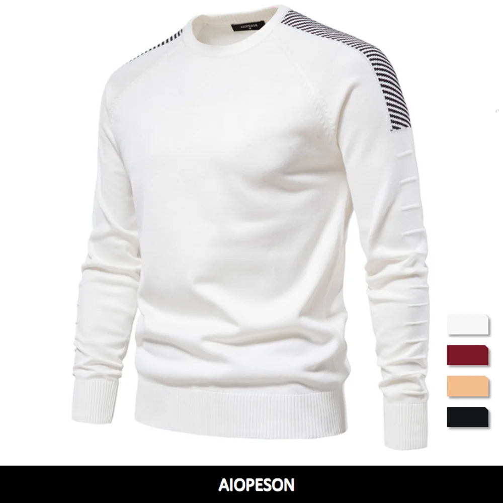 AIOPESON Spliced Drop Sleeve Sweater Men Casual Oneck Slim Fit Pullovers Mens Sweaters Winter Warm Knitted for 240930