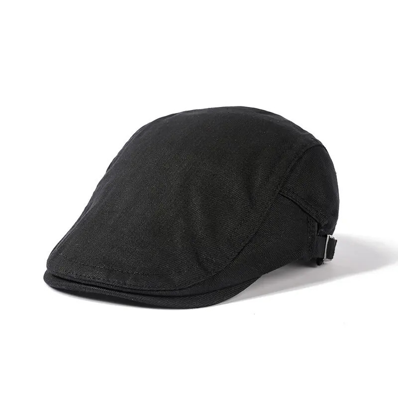 Cotton button flat top hat for men and women painters beret 241009