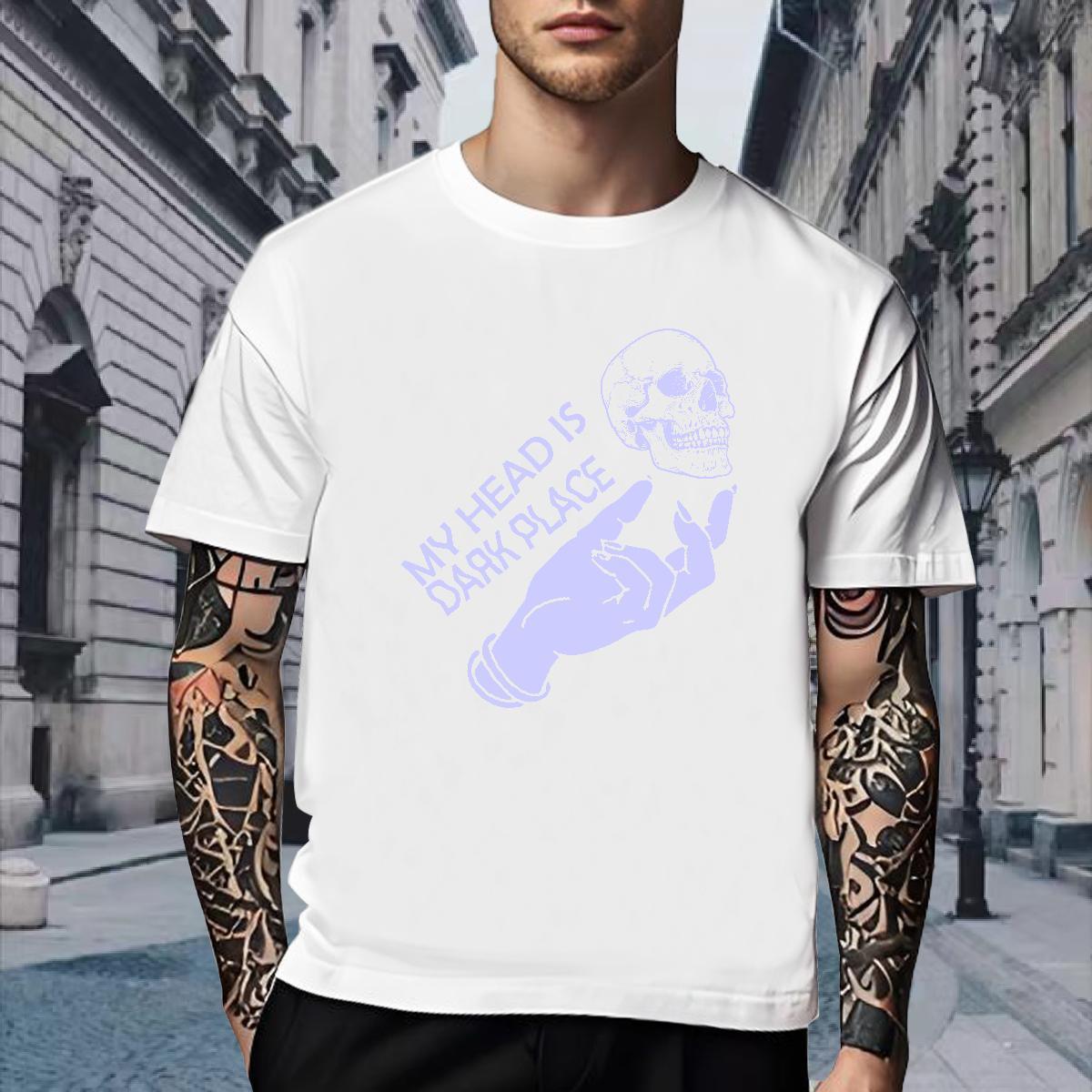 Designer T-Shirts 100% Cotton 230g skull Sport White Plus Size Round Neck Short Sleeve Men Tees Fashion Polos