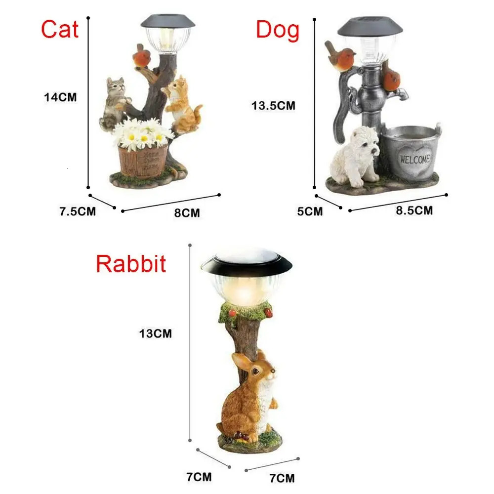 Handmade Lawn Light Artificial Squirrel Statue Decoration Cat Sculpture Solar Garden Animal Statue Animal Light Decoration 241008