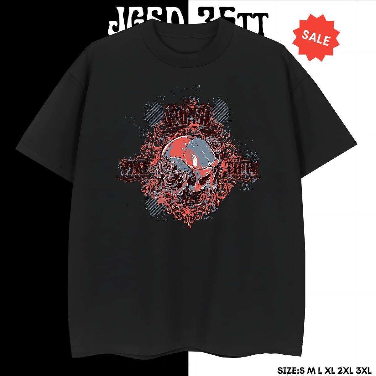 Unisex T-Shirts for Men 230g 100% Cotton skull Outdoor Graphic Breathable Crew Neck Men Tshirts Custom Tops