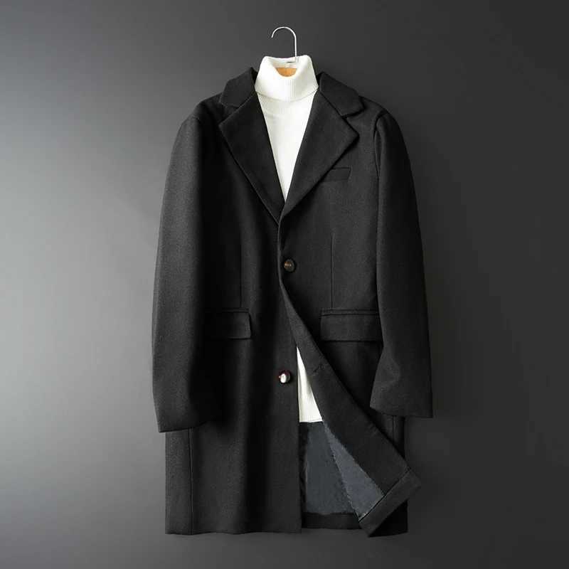 Autumn and winter mens new Korean version slim-fit mid-length woolen coat tide LX241010