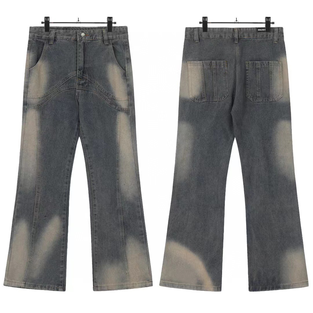 2024 new Parisian fashion brand mens jeans high street home wash vintage American style FOG slimming straight leg designer jeans for men and women
