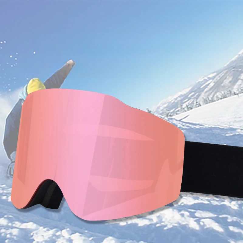 Magnetic ski goggles suitable for women adults teenagers wearing glasses snow goggles interchangeable lenses anti fog ski goggles CL241017