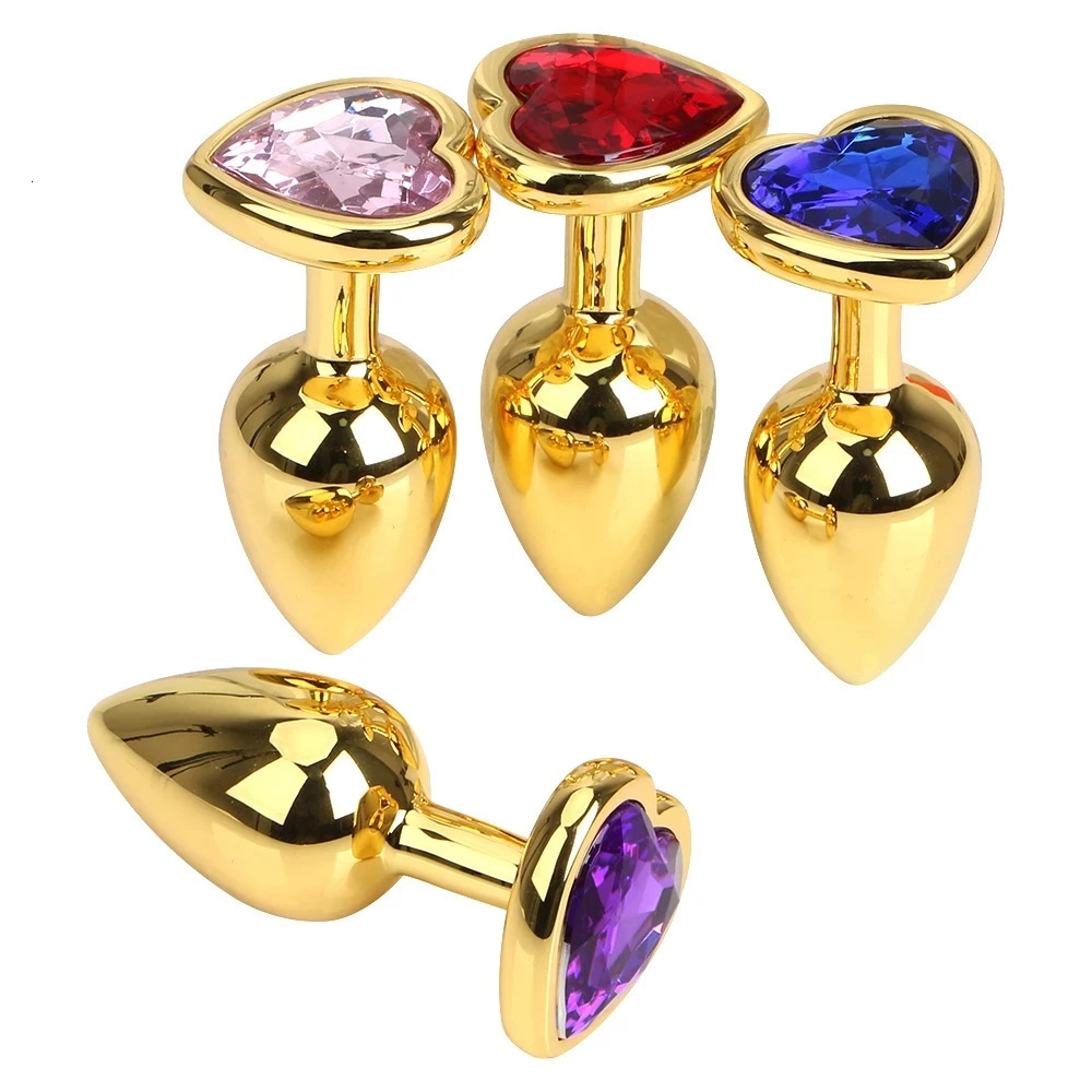 Anal Plug Female Sex toy 3 Sizes Mini Heart Hip Stimulator Smaller Gold-plated Metal Anal Plug Adult Sex Toy For Men Women Game 241010