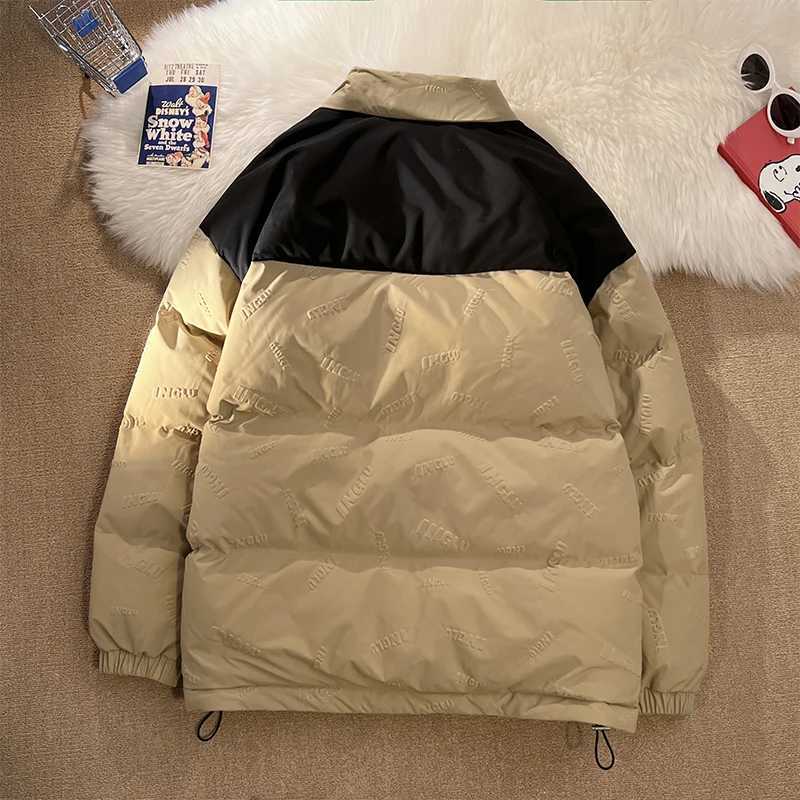 Men's Down Parkas Strtwear Trend Warm Bubble Coat Mens Winter Outdoor Coat Contrast Zippered Jacket Casual Warm Puffer Jacket for Men Y241009AFW9