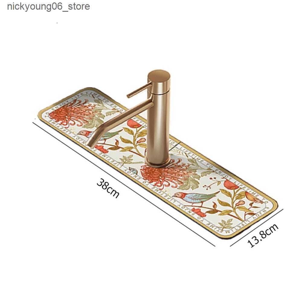 Non-Slip Bath Mats Faucet Drain Pad Bathroom Toilet Diatom Mud Absorbent Table Mat Kitchen Countertop Non-slip Anti-mildew Sink Splash Drying Pads L24