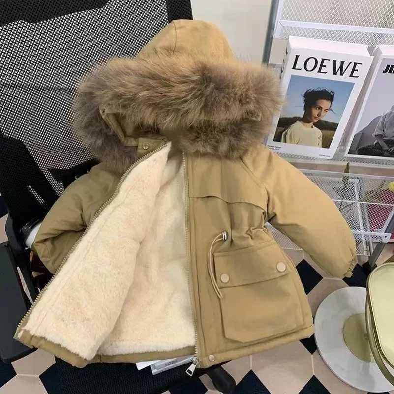 Down Coat New childrens park winter hooded jacket suitable for girls winter top warm thick velvet hooded baby coat causal coat H241010