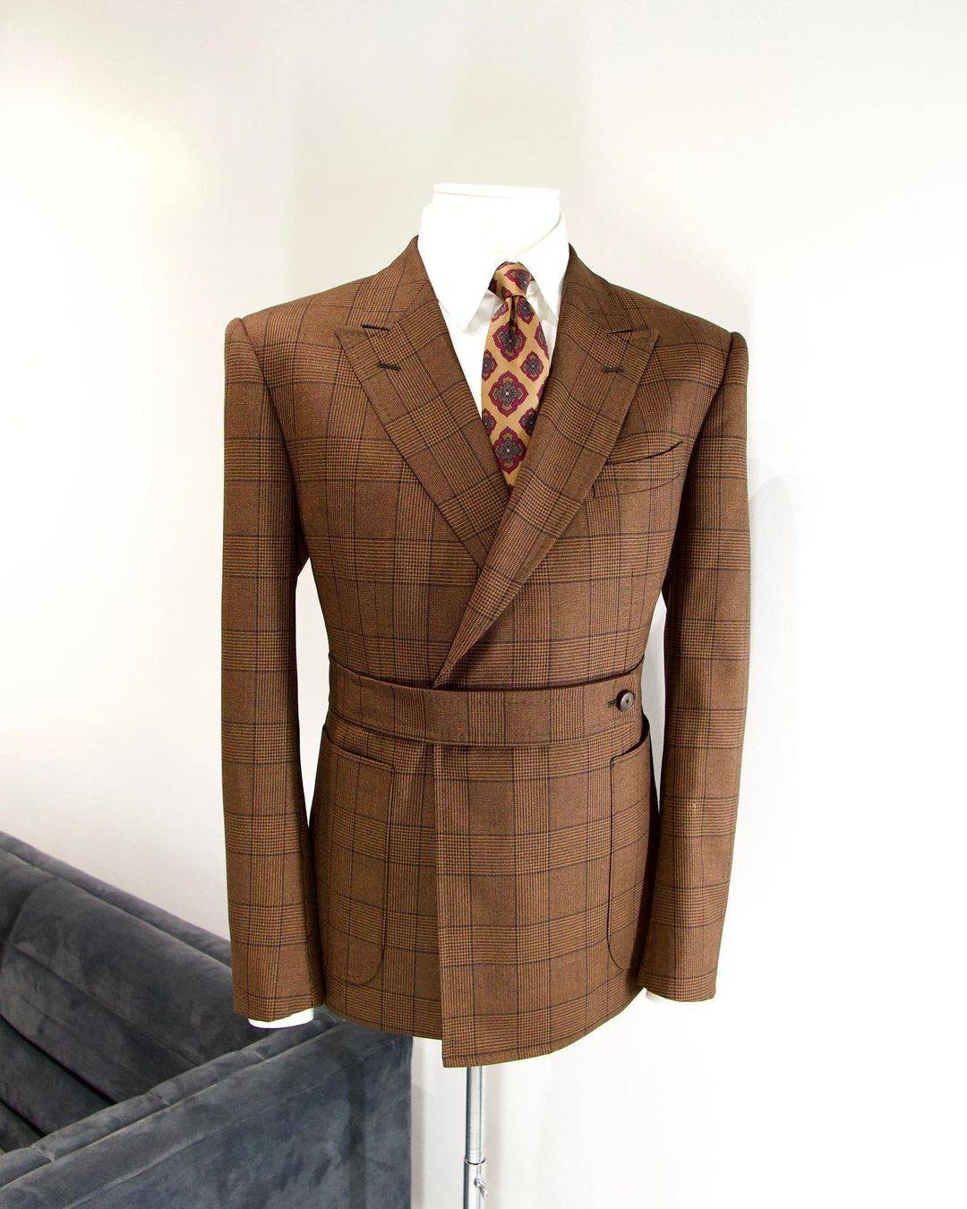 Retro Wedding Suits Peaked Lapel Jacket Men's Tuxedo Vintage Houndstooth Tailored Dinner Prom Groom Blazer Custom Made Only Coat