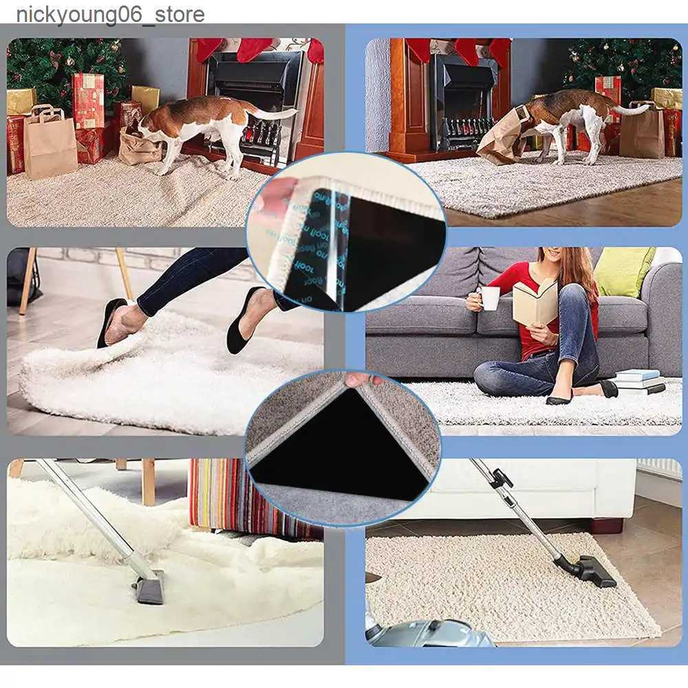 Non-Slip Bath Mats 4/12/24PCS Reusable Rug Gripper Tape Double Sided Adhesive Non-Slip Rug Pad Tape Stickers Washable Area Rug Pad Carpet Tape L240910