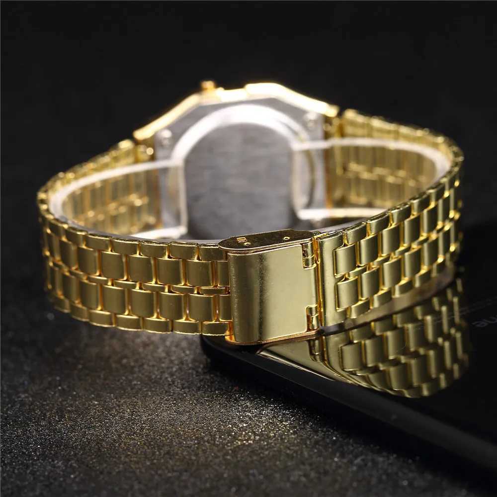 Luxury LED Digital Watch for Men Stainless Steel Mens Electronic Wristwatch Simple Business Gold Sliver Mens Watch Reloj HombreX2410