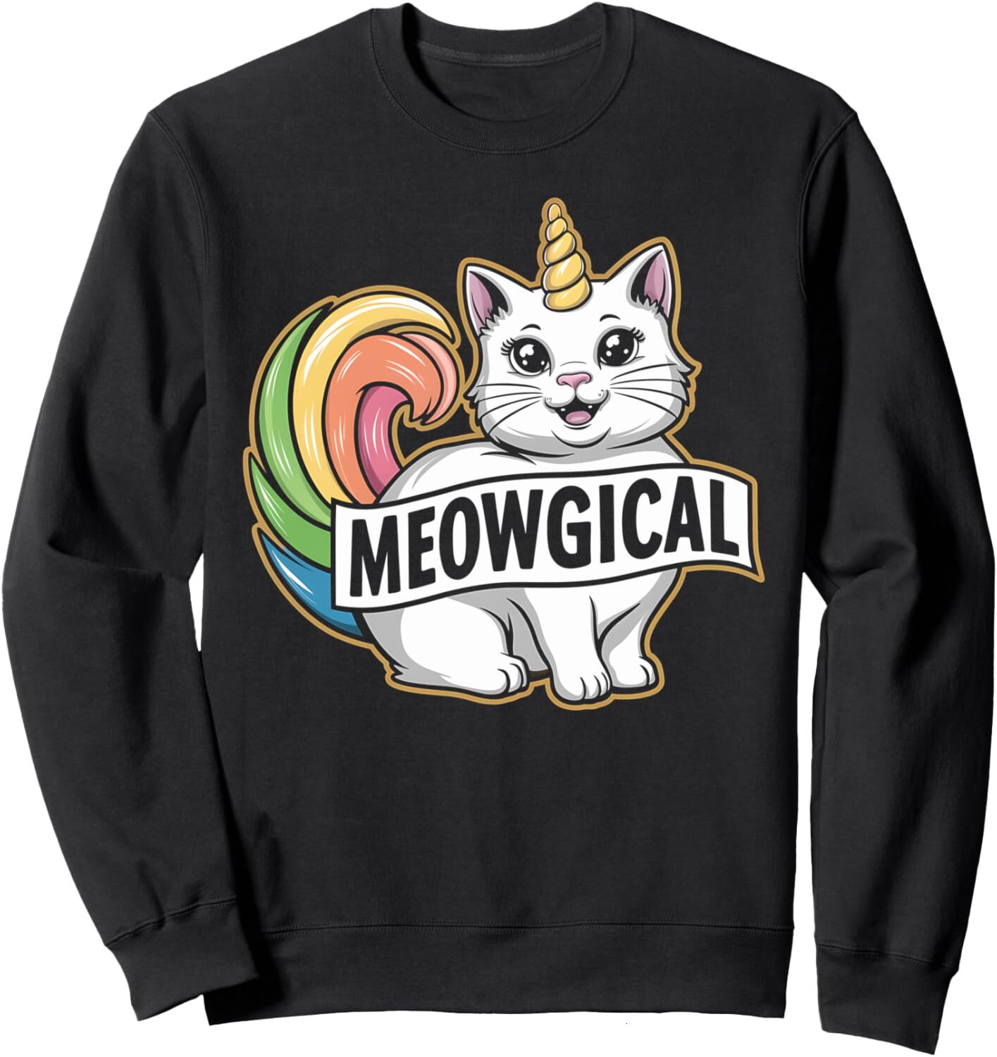 Long Sleeve Shirts for Men sweatshirt Unicorn Cat Meowgical Rainbow Kitten Cat Lover Holiday Sweatshirt Streetwear Casual tops clothes