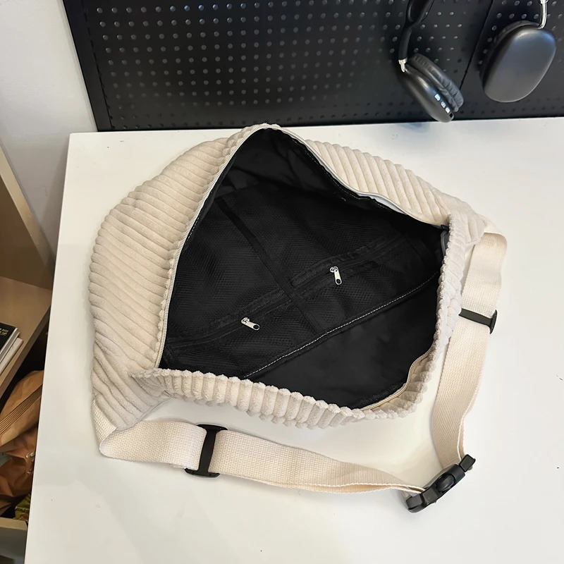 Fashion Trend Hip Pack Street Style Womens Belt Bag Neutral Hip Hop Shoulder Cross Chest Bag Corduroy Waist Bag 241008