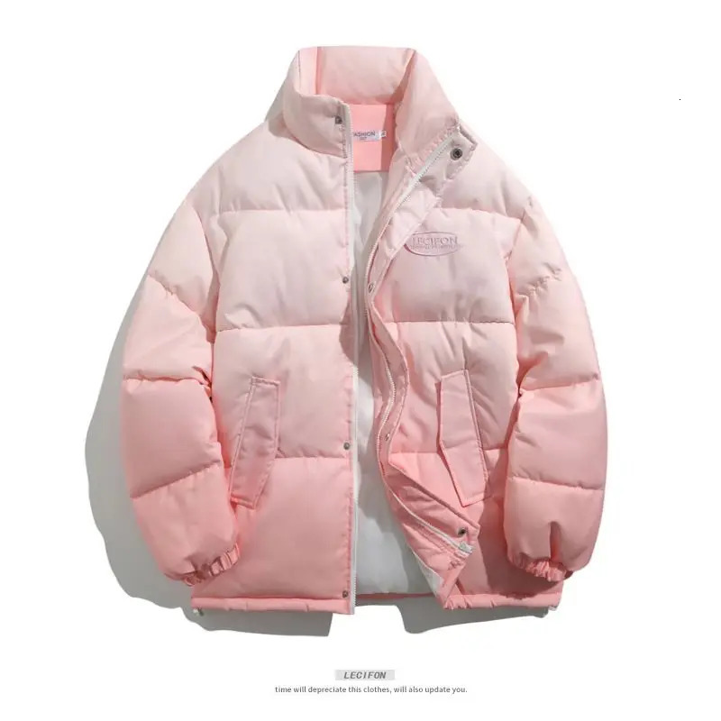 Gradient colored cotton jacket womens and mens thick coat cotton winter coat womens fashionable cotton down jacket 241009