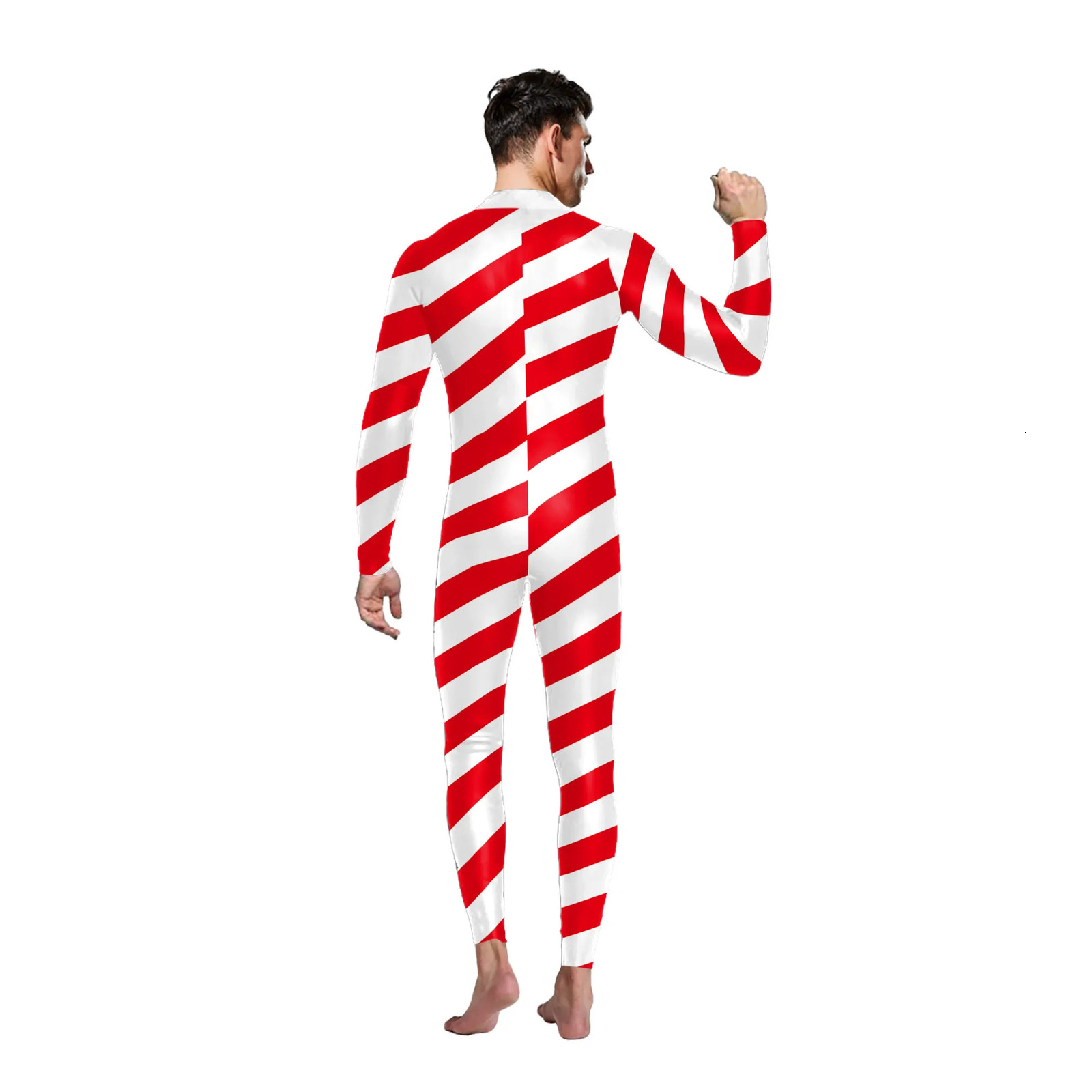 Colorful cosplayer candy vine jumpsuit striped cosplay costume Halloween holiday bodysuit Christmas party Zentai set 241007
