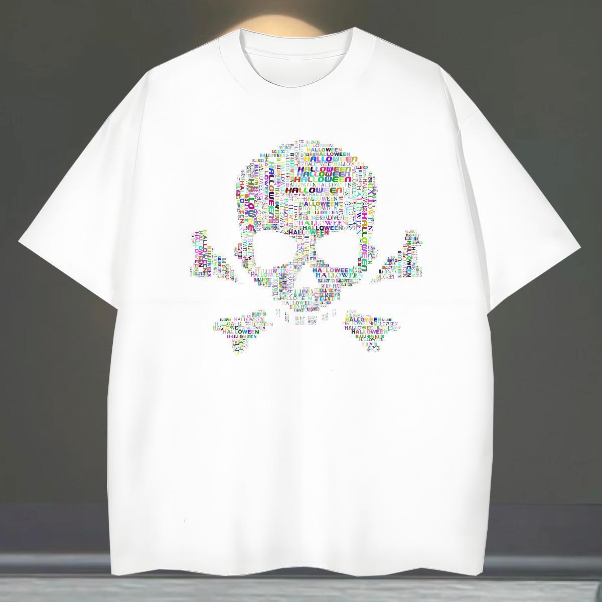 Unisex T Shirt For Man 230g Cotton skull Home Outdoor Asian Size O Neck Short Sleeves Men Tshirts DIY Tops Tees