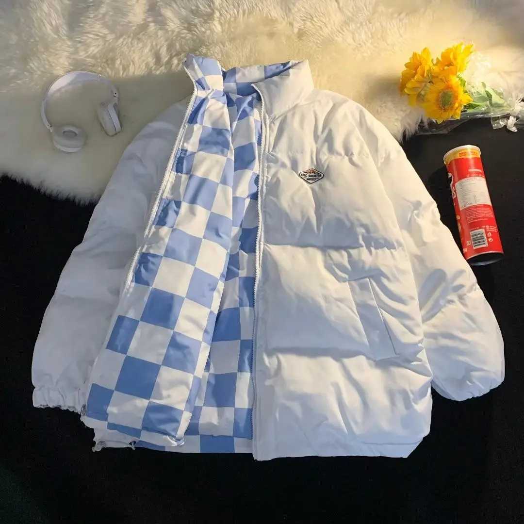 Men's Down Parkas South Korean mens winter double-sided printed jacket original thick and thin fashion niche couple cotton padded jacket Y241009N