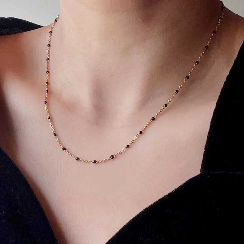 18K Gold Stainless Steel Beaded Necklace Delicate White Stone Necklaces Everyday Boho Jewelry Bridal Shower Gifts for WomenX241010