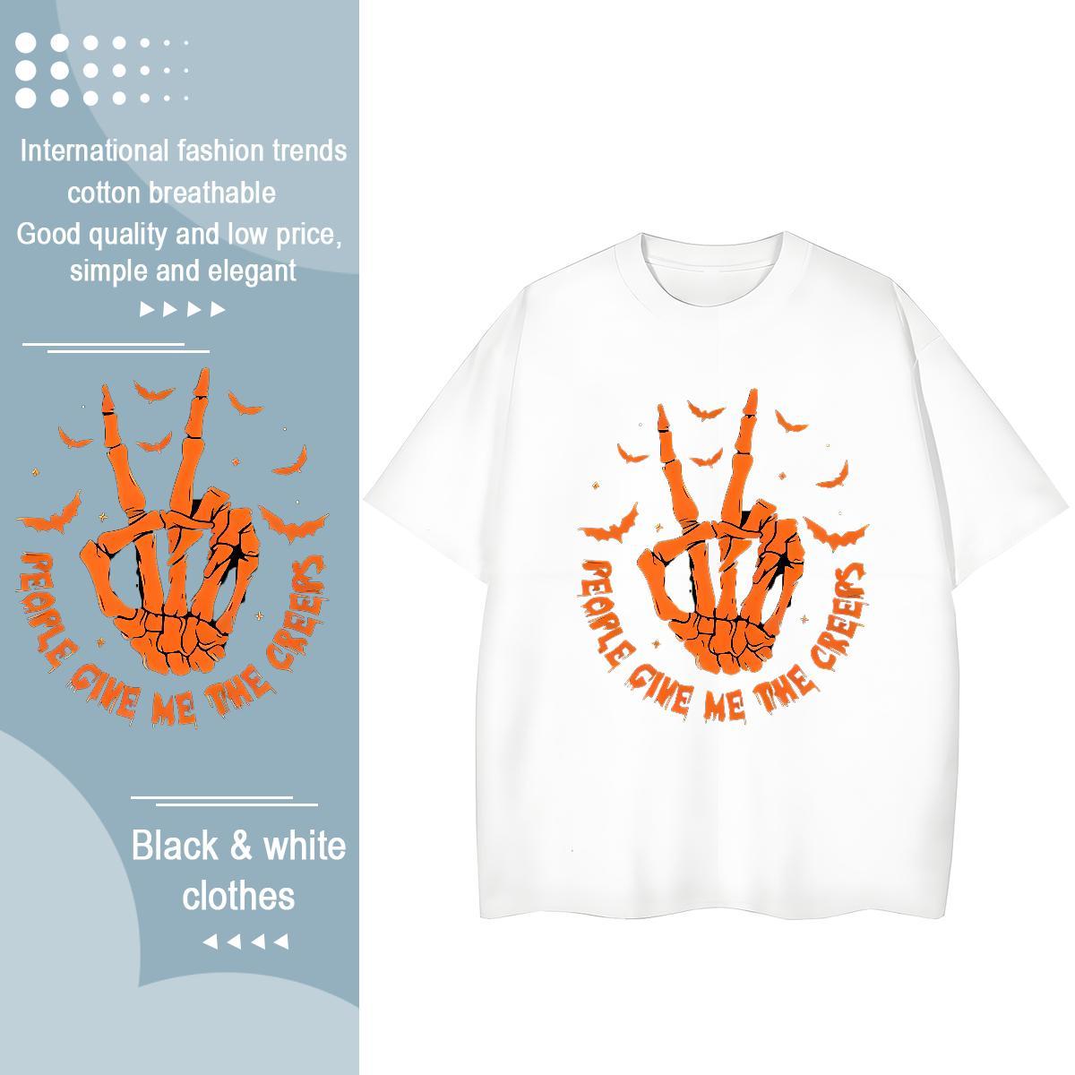 2024 T-Shirts 230g Cotton Crew Neck Breathable Street skull Woman Tshirt Lady Skull Tshirts