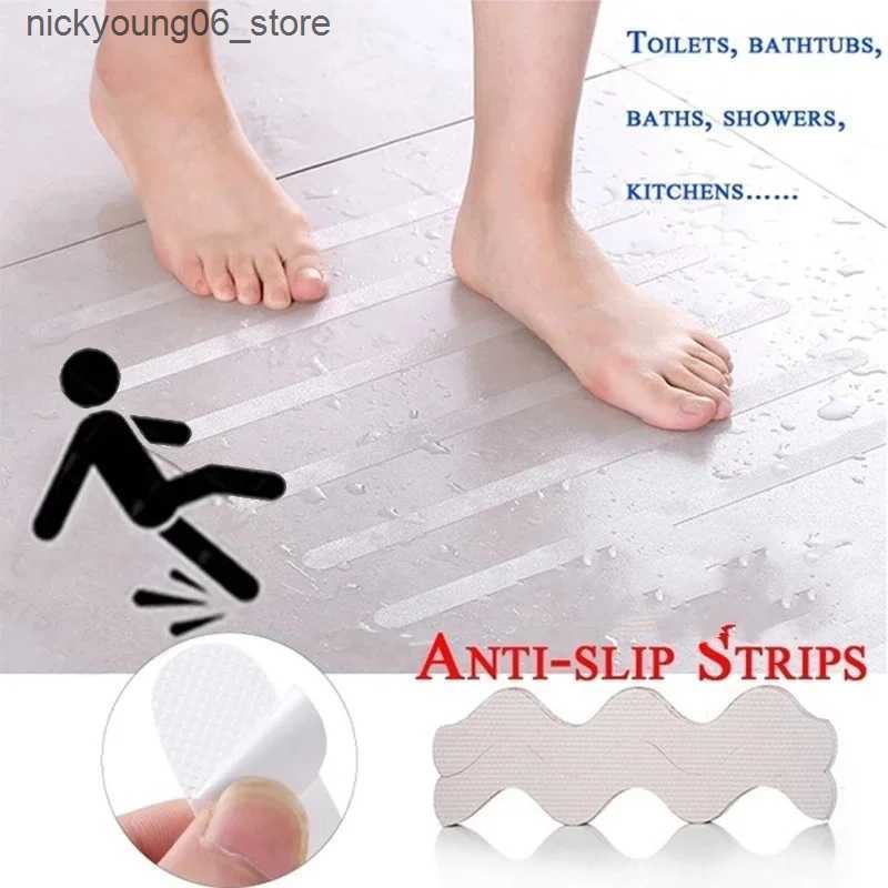 Non-Slip Bath Mats 12PCS Bathroom Slip Transparent Non-Slip Wavy Sticker Bathtub/Step/Baby Anti-fall Purpose High Strength Paste Safety Tape Pad L2409