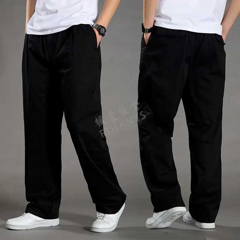 Spring and Autumn Thin Mens Casual Pants Extra Large Loose Middle aged and Elderly Mens Pure Cotton Straight Pants W241009