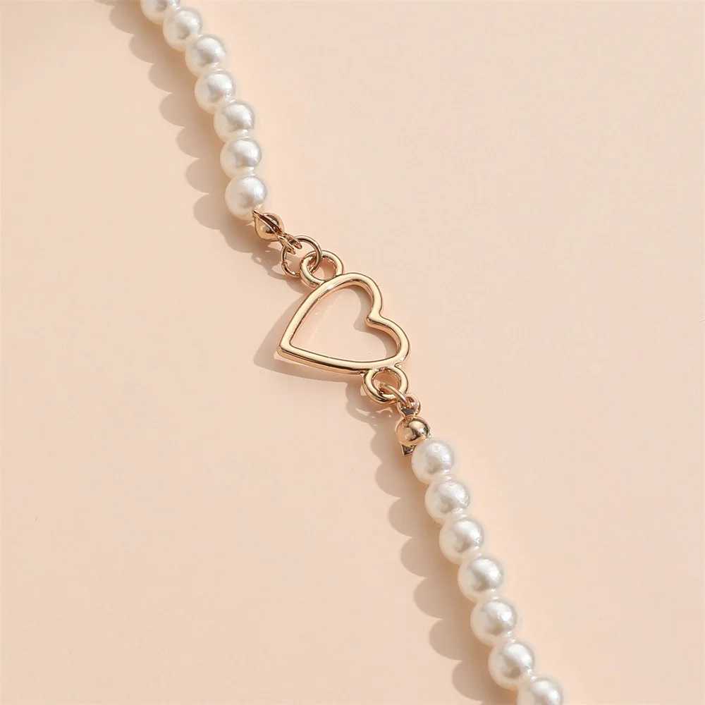 Vintage Imitation Pearl Choker Neckalce for Women Fashion Heart Necklace Gift for Friend Party Trendy Handmade Neck JewelryX241009
