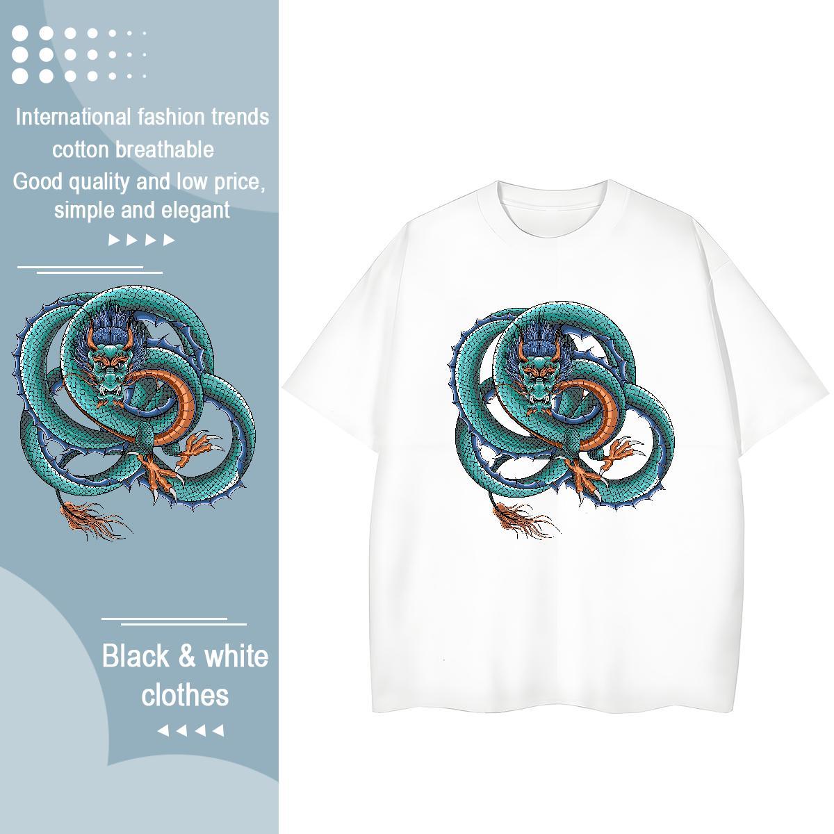 Cool Design T shirt 230g Cotton dragon Anime Printing Street Custom Anime Crew Neck Men Tshirts Designer Tops