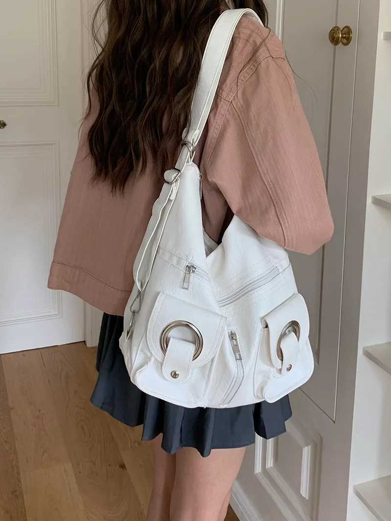 Leather Premium Top Selling Products Woman Korean Version Simple Personality Tote Bag Shoulder Bag 241010