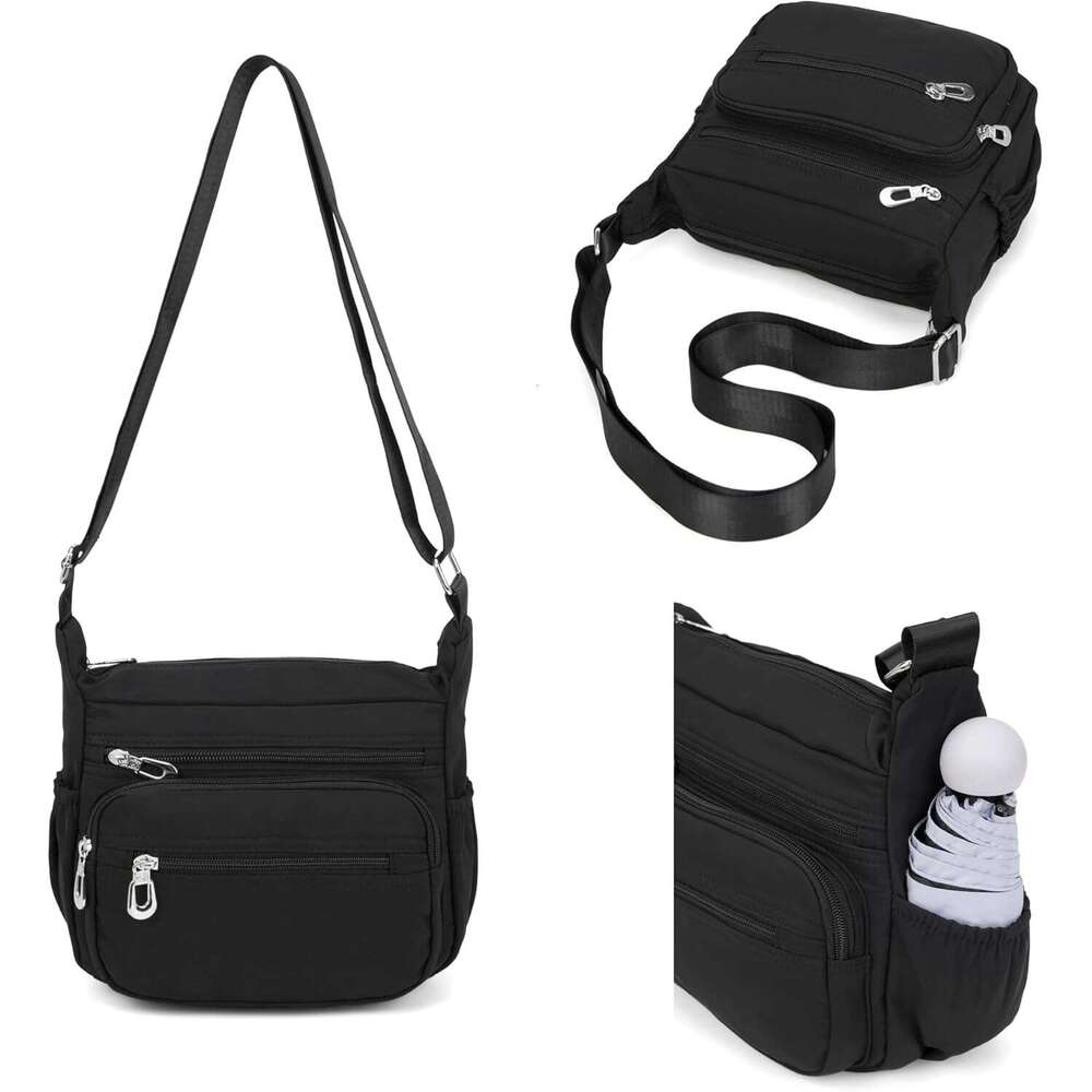 Nylon ral Multi-Pocket Crossbody Purse Bags for Women Travel Shoulder Bag