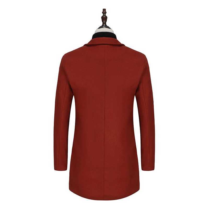 Casual Long Sleeve Woolen Outerwear Mens Vintage Solid Color Turndown Collar Mid Jacket Coat Men Autumn Winter Outdoor Overcoats LX241010