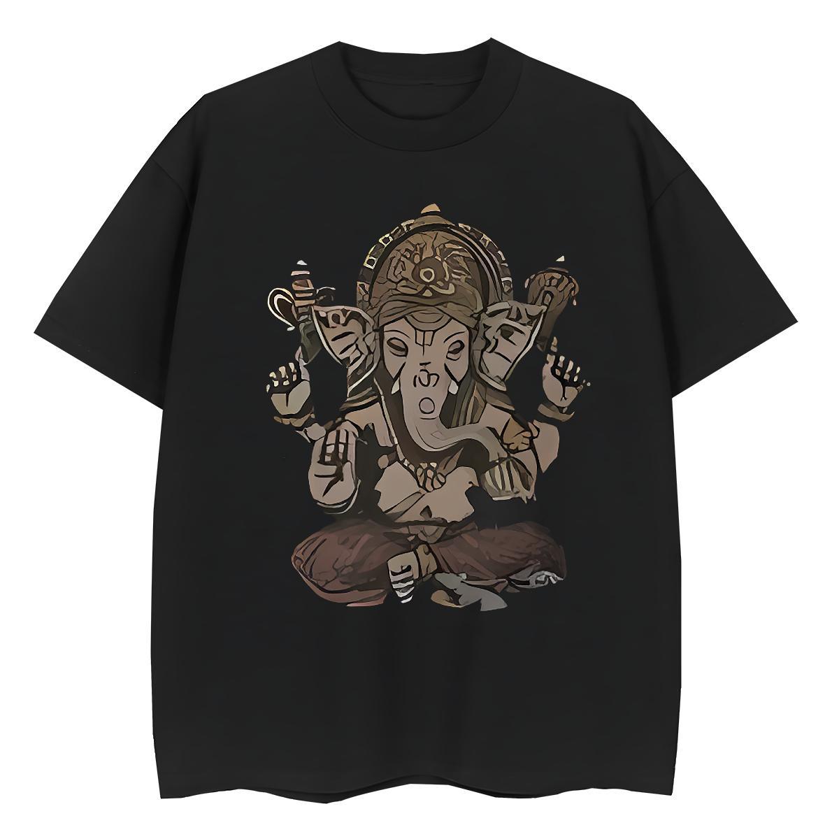 Designer T-Shirts 100% Cotton 230g Breathable Short Sleeve Outdoor Ganesha Women Tees Designer Nice Black Oversized Top Shirts