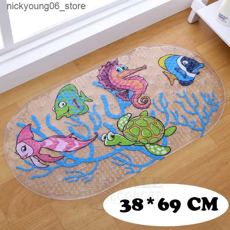 Non-Slip Bath Mats Cute Cartoon Anti-Slip PVC Bath Mats With Sucker 38cm*69cm Bathroom Multi-Color Carpet Bathtub Non-Slip Shower Soft Massage Pad L24