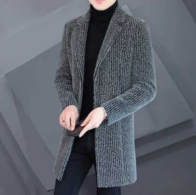 2024 High-end Feel Men Fashion Handsome All Woolen Coat Suit Collar Long Trench Coat Woolen Coat Thick Casual Winter Jacket Men LX241010