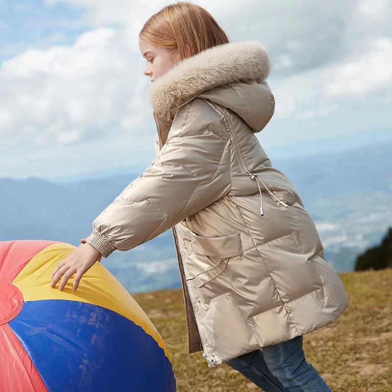 Down Coat Fashion Girls winter coat faux fur hooded Parkas childrens thick white down jacket TZ659 H241010