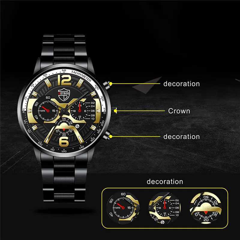 Fashion Mens Stainless Steel Watches Luxury Men Sport Quartz Wrist Watch Male Business Casual Leather Watch relogio masculinoX241010