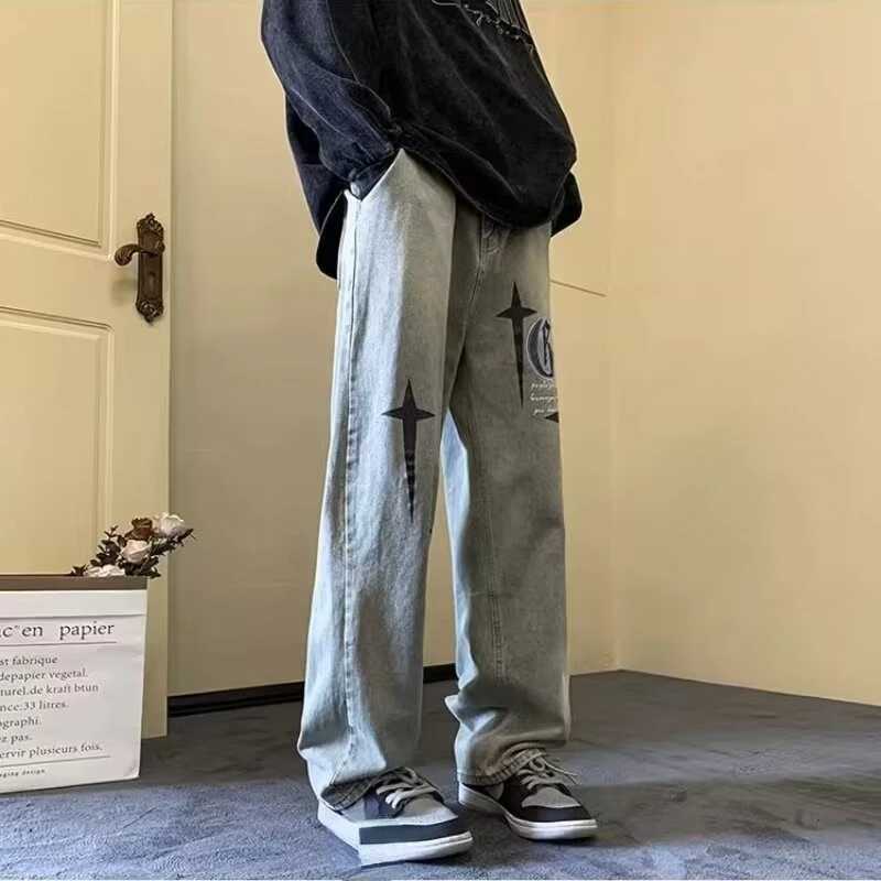 Spring and Summer Mens High Quality Jeans New Streetwear Baggy Wide Leg Jeans Street Fashion Casual Loose Jeans Long PantsX241009