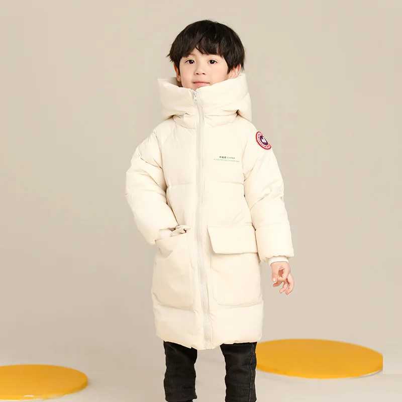 Down Coat 2024 Winter Childrens Cotton Jacket Baby Boys and Girls Korean Style Medium length Hoodie Baby Coat H241010