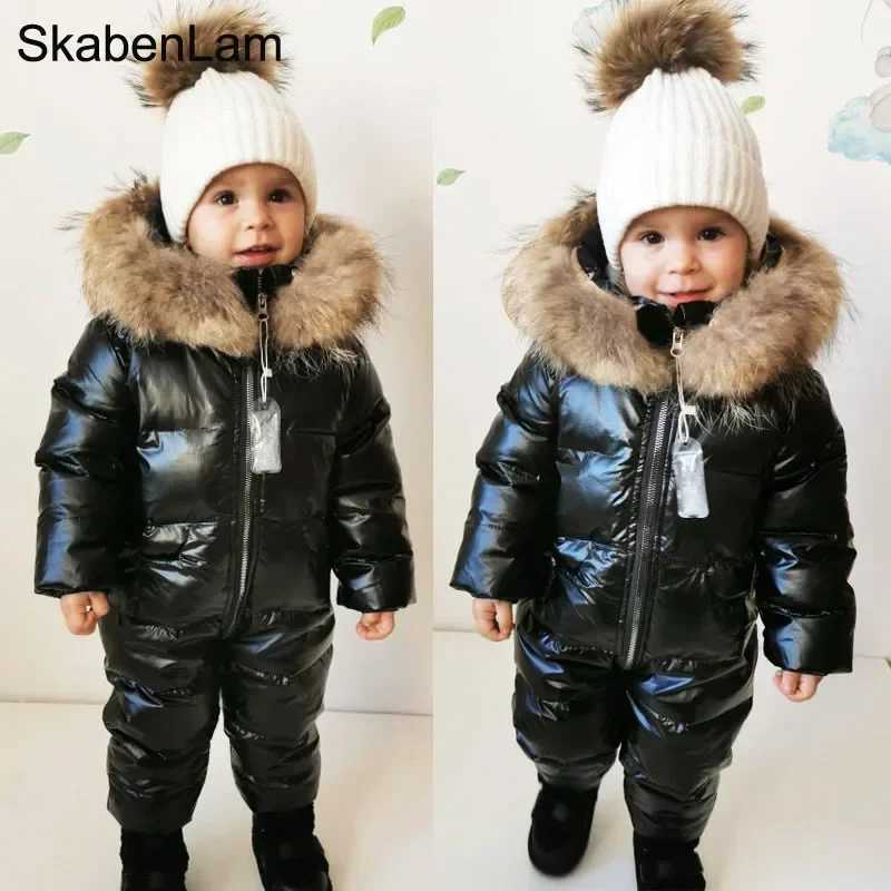 Down Coat Winter jumpsuit suitable for girls children thick ski suits boys ducks jackets toddlers baby snow jackets outerwear warm jackets H241010