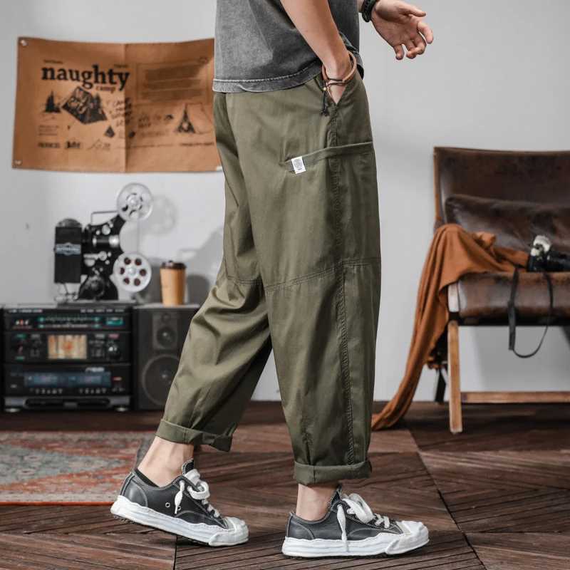 High end mens summer thin loose casual pants straight top handmade work pants tight ice pants mens pants W241009