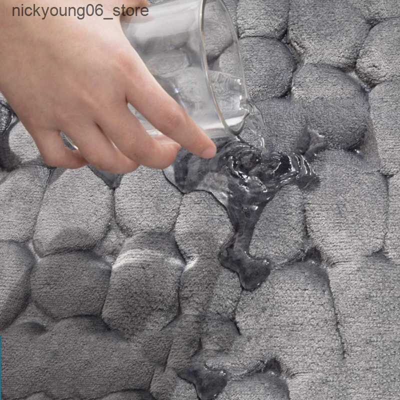 Non-Slip Bath Mats Cobblestone Emed Bathroom Bath Mat Non-slip Carpets In Wash Basin Bathtub Side Floor Rug Shower Room Doormat Memory Foam Pad L24091